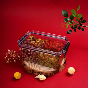 Food-grade airtight transparent plastic square storage <b>container</b> for storing grains, <b>snacks</b>, and dried fruits. - Product Image 1