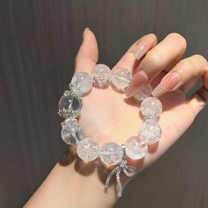 Pulsera de Cuentas Grandes de Cristal Blanco Natural <span class=keywords><strong>Asai</strong></span> de Diseño Original, Estilo Hielo Roto Brillante, Regalo de Lujo Ligero para Chica - Product Image 4