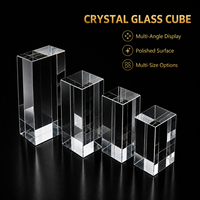 Cube rectangulaire en verre cristal K9 personnalisable par gravure laser HBL, haute clarté, bloc poli pour cadeau ou artisanat