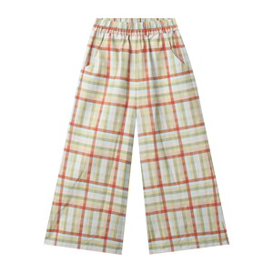 Pantalon décontracté pour filles, personnalisé, en bambou respirant, avec cordon de serrage à la taille, imprimé à carreaux roses, pantalon de détente - Product Image 1