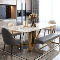 Ensemble de table à manger européen de luxe Table à manger longue ensembles de salle à manger 6 chaises meubles de table