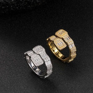Hip Hop T-square Zircon <b>Ring</b> Opening Geometric <b>Ring</b> Copper Micro-<b>set</b> Men's and Women's Fashion Accessories - Product Image 1
