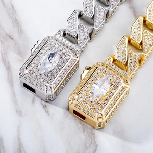 Hip-Hop-Schmuck Großhandel 12 mm Messingbasis 14K Gold Plattiert Micro Pave 3A+CZ Steine Iced Out Miami Cuban Armband - Product Image 2