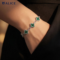 ALICE Bracelet à breloques en zircon scintillant « Amour éternel », plaqué argent, style hip-hop, bijoux de fête unisexe