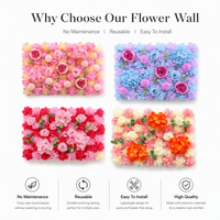 Panel de Flores Artificiales al por Mayor con Combinación de Rosas y Hortensias para Decoración de Paredes en Bodas, Ceremonias, Ventanas, Fiestas y Centros Comerciales