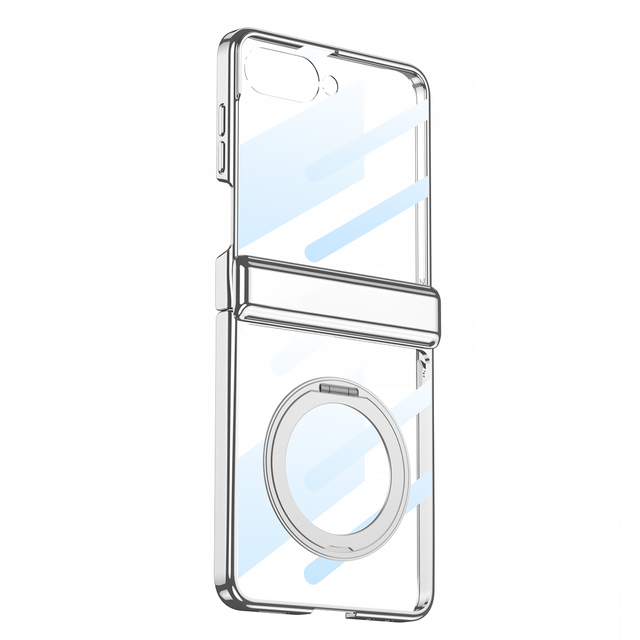 Crystal Clear Magnetic Transparent Mobile Phone Case for Samsung Z Flip 7 Flip 6 Rotating Bracket Stand Magnetic Ring Nuevo case
