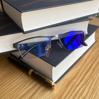Lunettes Anti-Lumière Bleue Photochromiques Homme en Alliage TR90, Petit Rectangle Semi-Cerclées