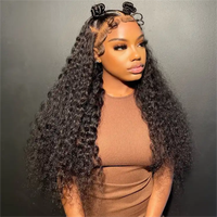 Pelucas de Cabello Humano Rizado al Por Mayor, Pelucas de Cabello Humano con Frente de Encaje para Mujeres Negras, Peluca Frontal de Encaje HD Natural sin Pegamento