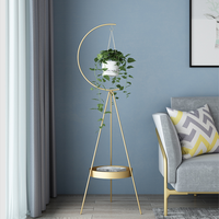 Grosir Pot Gantung Logam Lantai Emas Modern dengan Dudukan dan Nampan Desain Nordic KD