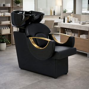 Black Gold Beauty Salon Furniture Set Hairdressing <b>Basin</b> Salon Hairdressing Equipment Styling Chair Shampoo Bowl - Product Image 1