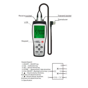 Измеримый Диапазон 1,2 мм ~ 225 мм для стальной Цифровой ультразвуковой толщиномер, измеритель скорости звука, тестер глубины металла - Product Image 3