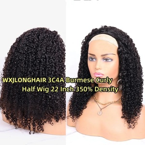 Capovolgere metà parrucca Afro crespo capelli umani ricci all'ingrosso Non in pizzo fatto a macchina <span class=keywords><strong>parrucche</strong></span> ricci con coulisse parrucca per donne <span class=keywords><strong>nere</strong></span> - Product Image 5