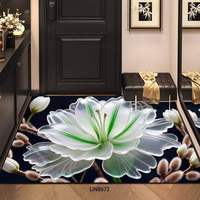 Tapis de bain en caoutchouc floral, motif rose 3D, antidérapant, rembourré, rectangulaire, lavable, décoration de sol pour la maison et l'hôtel
