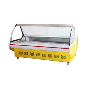 Vitrine réfrigérée multifonctionnelle en verre incurvé pour fromages, charcuteries et salades, fournie directement par l'usine - Product Image 4