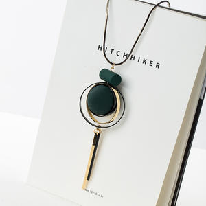 韓国ファッションパーソナライズラウンドビーズサークルセーターチェーンネックレス - Product Image 1