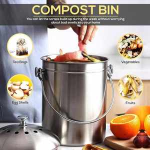 Vente flash : Bac à compost de 1 gallon pour comptoir de cuisine, conteneur à compost en acier galvanisé, bac à compost en métal pour comptoir de cuisine - Product Image 2