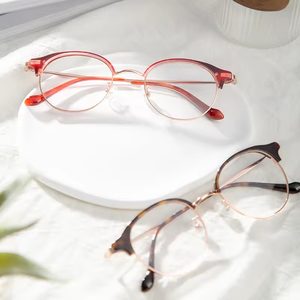 Thương hiệu mô hình mới Mắt kính khung chất lượng cao kim loại Acetate kính khung quang học cho phụ nữ - Product Image 2