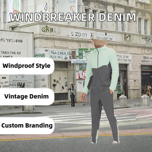 Chaqueta Cortavientos de Mezclilla Acolchada Estilo Vintage para Otoño, con Cierre de Cremallera, Teñido Liso, Precio Bajo, Venta al por Mayor, Servicio OEM Personalizado para Hombre - Product Image 2