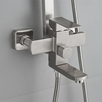 Mitigeur de douche carré à effet pluie, robinet de bain mural, robinetterie de salle de bain, ensemble de douches en acier inoxydable 304 pour hôtel