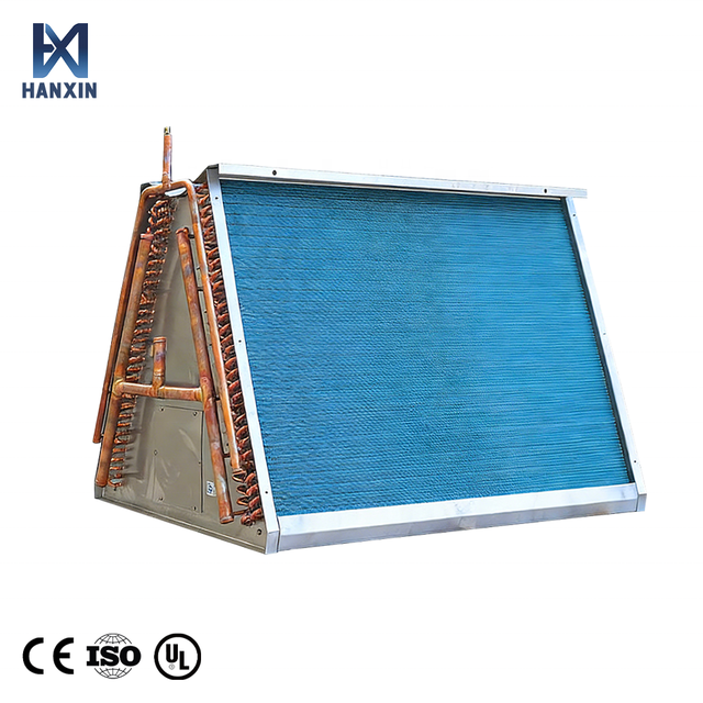 V Shape Air Cooled Condenser Coil Copper Tube Hydrophilic Aluminum Fin Heat Exchanger for HVAC Chiller Cold Room