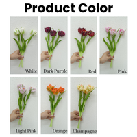 Bouquet de tulipes artificielles en caoutchouc souple au toucher réel, rose champagne, pour la décoration de la maison et de mariage - Vente chaude