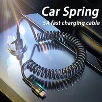 Nouveau câble de données télescopique anti-torsion 5A, câble de charge rapide enroulé USB C pour téléphone portable, compatible avec l'ordinateur
