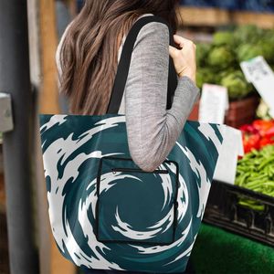 Printed Tote Bag Large Capacity Shoulder Shopper Bag with Zipper Pocket for Grocery Travel Daily Use - Product Image 5