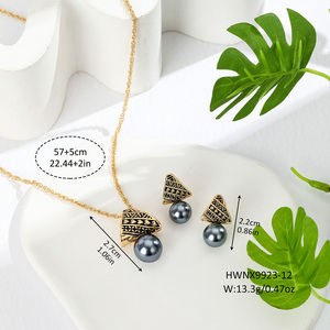 Vinstyle Jewelry Hawaii Pearl Jewelry Set <span class=keywords><strong>collana</strong></span> hawaiana in ottone <span class=keywords><strong>e</strong></span> <span class=keywords><strong>orecchini</strong></span> abbinati - Product Image 2