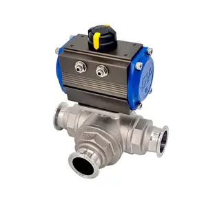 Made In Korea Safe And Useful Latest Trend Thread Shut-Off Valve Pneumatic Sanitary 3-Way Ball Valve Double Acting