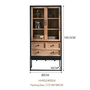 Farmhouse Vintage <b>Rustic</b> Wooden Metal Storage Drawers New Design Kitchen <b>Cabinets</b> for Living Room and Home Use - Product Image 5