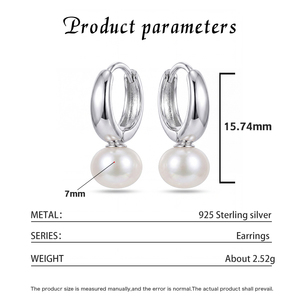 Pendientes de Perlas de Agua Dulce con Baño de Rodio y Circonitas Brillantes en Forma de Flor, Joyería para Mujer, Regalo para Invitadas de Boda - Product Image 6