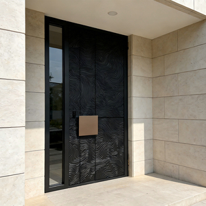Portes d'entrée de sécurité en aluminium pour <span class=keywords><strong>maison</strong></span>, en <span class=keywords><strong>bois</strong></span> massif sculpté 3D, style postmoderne de luxe - Product Image 3