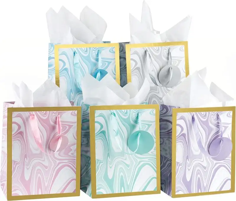 custom paper Medium Gift Bags Medium Valentines Gift Bags With Tissue Paper Elegant Design Gift Bags Medium Size for Birthday