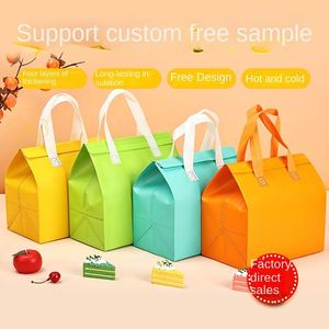 Takeaway Non-Woven Insulated Portable Cooler Bag with Zipper Closure Foldable Handled Milk Tea Catering Heat/Cold Preservation - Product Image 2