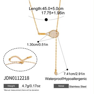 สร้อยคอคลาสสิกสแตนเลสสตีลชุบทอง 18K ประดับเพชรซิคอน เงางาม ทนทาน กันเหงื่อ สำหรับผู้หญิง ใส่ไปงานปาร์ตี้ได้ - Product Image 4