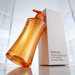 Botella de Plástico PET Naranja Personalizada de 300ml 500ml con Bomba para Loción, Champú, Acondicionador para el Cabello, Gel de Ducha, Envase para el Cuidado de la Piel - Product Image 4
