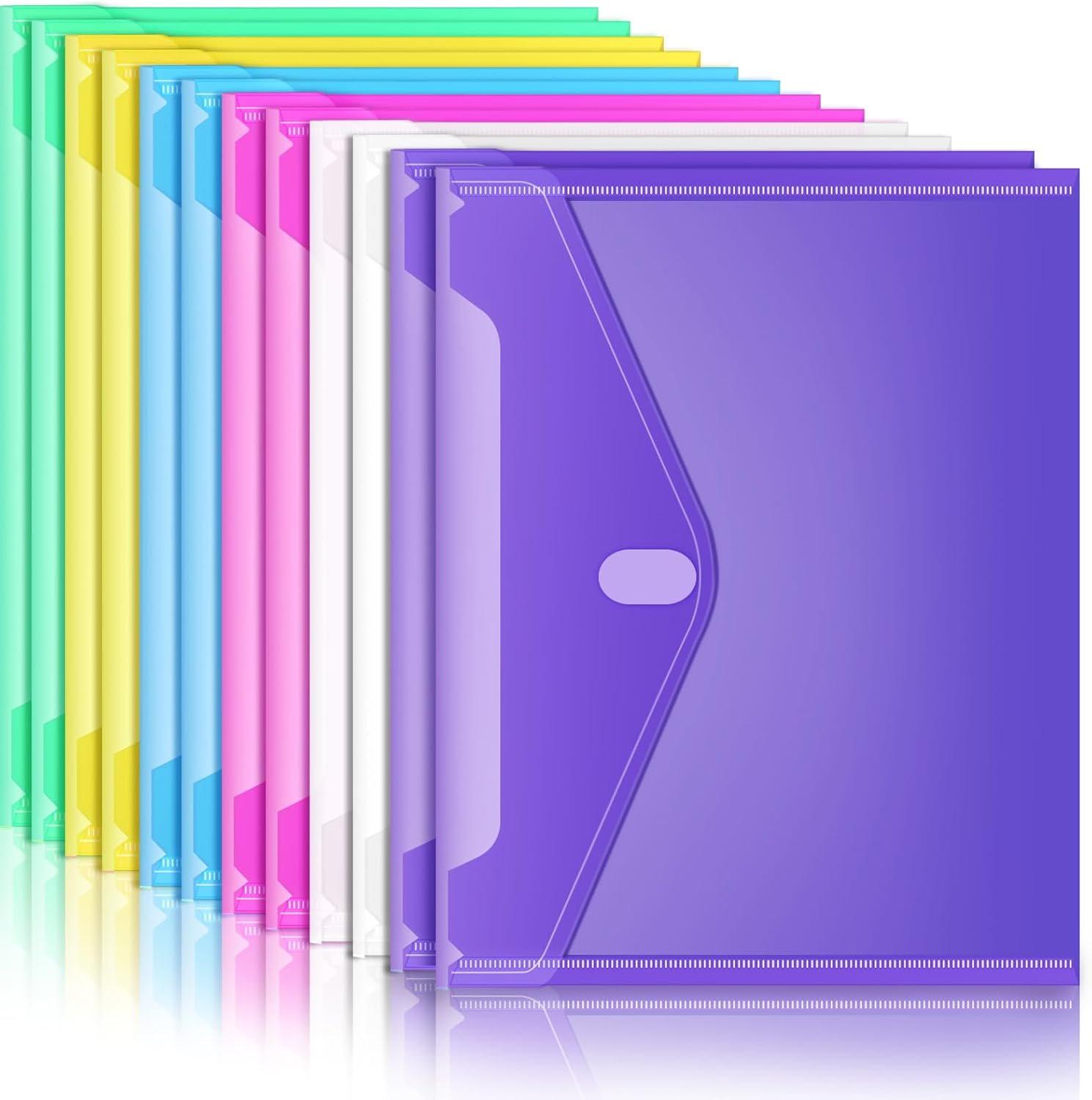 Heavy-Duty Clear Poly Envelopes 12-Pack Letter A4 Size Filing Folders for Office School Paper Storage Travel Bags Document