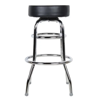 Tabouret de bar pivotant moderne avec siège rembourré en PU et structure en métal chromé, double repose-pieds pour usage domestique et commercial