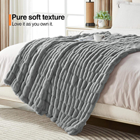 Plaid en fausse fourrure de lapin moelleuse en polyester et élasthanne tricoté Zhengtai pour la décoration intérieure