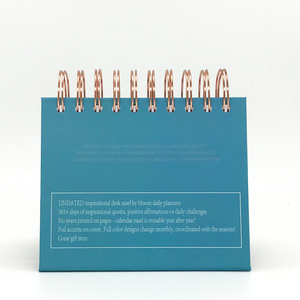Wholesale Custom <b>Large</b> Double Coil Hardcover Art Paper <b>Desk</b> Calendar Clock Wire-o Binding Custom Color Logo Advertising Use 365 - Product Image 4
