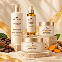 Ensemble de soins de la peau en 4 pièces à base de beurre de cacao et de curcuma, lotion pour le corps, huile pour le corps, crème pour le visage, soin du corps, raffermissant, hydratant, OEM ODM