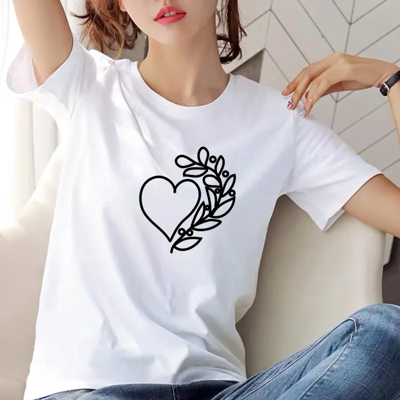 The factory wholesale t-shirt women logo custom print t shirt cotton tshirts in bulk