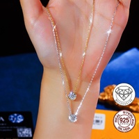 Collier pendentif en argent sterling 925 avec moissanite ronde D Color VVS1 1 carat, taille brillant, passe le testeur de diamant, sertissage clos