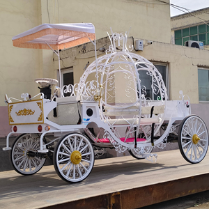 Carrosse de mariage royal à quatre roues, carrosse de mariage en forme de citrouille, carrosse de mariage tiré par des chevaux - Product Image 1