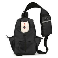 Sac bandoulière unisexe en gros, mini sac à dos antivol pour moto avec porte-gobelet, sac banane de poitrine