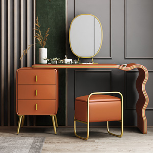 Coiffeuse en bois avec miroir, 3 tiroirs, <span class=keywords><strong>commode</strong></span> de maquillage, meuble de chambre à coucher - Product Image 3