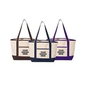 Customized Printed Eco Friendly Cotton <b>Bags</b> Natural Standard Size Shoulder Handbag Canvas Two Tone <b>Tote</b> <b>Bag</b> With Multi Pocket - Product Image 1