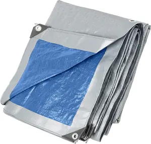 百万150gsm蓝色/银色pe防水迷彩防水布最佳批发防水布户外聚酯超重型被套