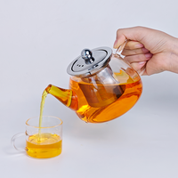 Théière de luxe en verre borosilicate de 600 à 1600 ml, résistante à la chaleur en acier inoxydable 304, sans BPA, écologique, compatible lave-vaisselle