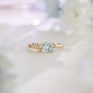 À la mode ciel miroir Simple mode rond blanc cristal Rose Quartz goutte <span class=keywords><strong>d</strong></span>'eau bleu ciel topaze <span class=keywords><strong>bague</strong></span> de <span class=keywords><strong>mariage</strong></span> bijoux fins - Product Image 4